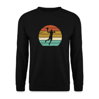 Basketball Basketballer Basket Retro Gift - Unisex Sweatshirt - black - Front - Alina (178cm) & Michal (187cm)