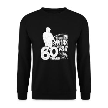 Anglers 60 years 60th birthday fishing gift - Unisex Sweatshirt - black - Front - Alina (178cm) & Michal (187cm)