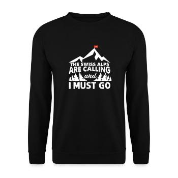 Schweizer Alpen - Unisex Pullover - Schwarz - Vorne - Alina (178cm) & Michal (187cm)