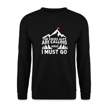 Schweiz Schweizer Alpen Berge Wandern Geschenk - Unisex Pullover - Schwarz - Vorne - Alina (178cm) & Michal (187cm)