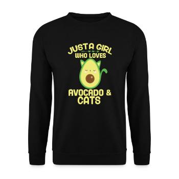 Avocado Vegan Veganer Gesund Katzen Geschenk - Unisex Pullover - Schwarz - Vorne - Alina (178cm) & Michal (187cm)