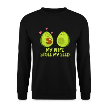 Cadeau Vegan de grossesse enceinte d'avocat - Sweat-shirt Unisexe - noir - Devant - Alina (178cm) & Michal (187cm)