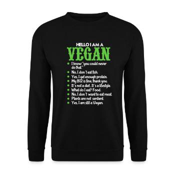 végétalien - Sweat-shirt Unisexe - noir - Devant - Alina (178cm) & Michal (187cm)