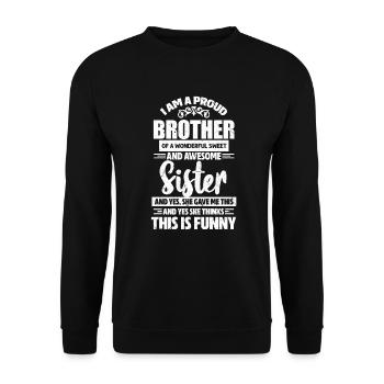 Grosser Bruder Geschwister Schwester Geschenk - Unisex Pullover - Schwarz - Vorne - Alina (178cm) & Michal (187cm)
