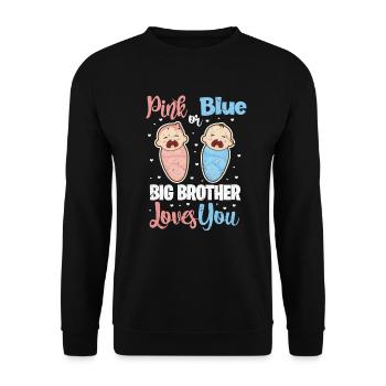 Großer Bruder Schwester Schwangerschaft Baby - Unisex Pullover - Schwarz - Vorne - Alina (178cm) & Michal (187cm)