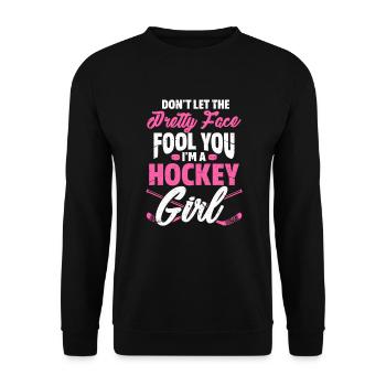 Eishockey Girl Hockey Mädchen Hockeyspielerin - Unisex Pullover - Schwarz - Vorne - Alina (178cm) & Michal (187cm)