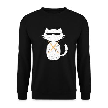 Schlagzeug Katze - Unisex Pullover - Schwarz - Vorne - Alina (178cm) & Michal (187cm)