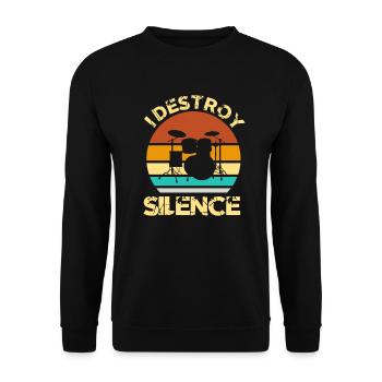Drummer Drummer Drummer Retro Gift - Unisex Sweatshirt - black - Front - Alina (178cm) & Michal (187cm)