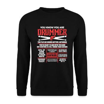 Cadeau de batteur de batteur batteur - Sweat-shirt Unisexe - noir - Devant - Alina (178cm) & Michal (187cm)