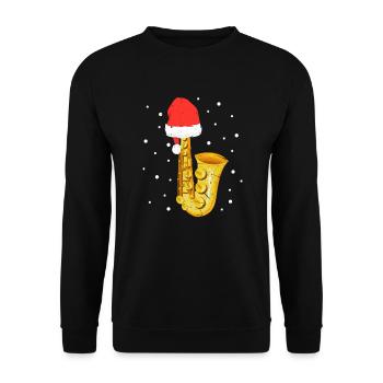 Saxophone Christmas Saxophonist Gift - Unisex Sweatshirt - black - Front - Alina (178cm) & Michal (187cm)
