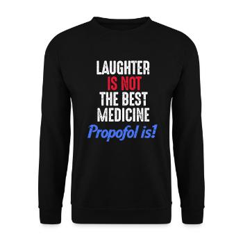 Propofol Medizin Anästhesie Geschenk - Unisex Pullover - Schwarz - Vorne - Alina (178cm) & Michal (187cm)