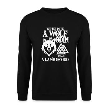 Wolf Odin Wikinger Walhalla Wolfpack Geschenk - Unisex Pullover - Schwarz - Vorne - Alina (178cm) & Michal (187cm)