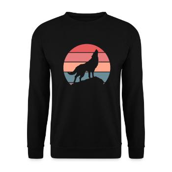 Wolf Wolfpack Wölfe Natur Retro Wildnis Geschenk - Unisex Pullover - Schwarz - Vorne - Alina (178cm) & Michal (187cm)