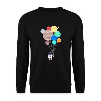 Astronaut planet universe space galaxy - Unisex Sweatshirt - black - Front - Alina (178cm) & Michal (187cm)
