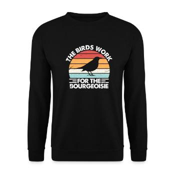 Vogel Verschwörung - Unisex Pullover - Schwarz - Vorne - Alina (178cm) & Michal (187cm)