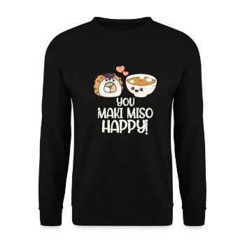 Miso soup japan food japanese maki gift - Unisex Sweatshirt - black - Front - Alina (178cm) & Michal (187cm)