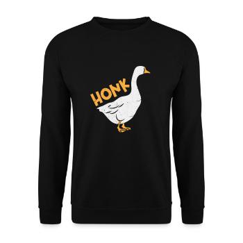 Honk Gans Meme Vogel Gänse Geschenk - Unisex Pullover - Schwarz - Vorne - Alina (178cm) & Michal (187cm)