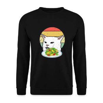 Smudge the Cat Meme Cat Woman Yelling At A Cat - Unisex Sweatshirt - black - Front - Alina (178cm) & Michal (187cm)