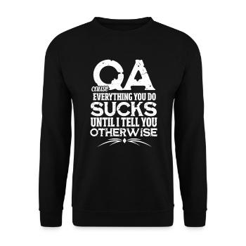 QA programmer code coder informatics gift - Unisex Sweatshirt - black - Front - Alina (178cm) & Michal (187cm)
