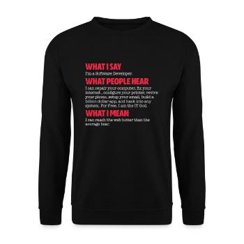 Software developer - Unisex Sweatshirt - black - Front - Alina (178cm) & Michal (187cm)