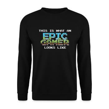 Gaming Gamer Zocken Computer Spiel Geschenk - Unisex Pullover - Schwarz - Vorne - Alina (178cm) & Michal (187cm)