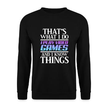 Gaming Gamer Zocken Computer Spiel Geschenk - Unisex Pullover - Schwarz - Vorne - Alina (178cm) & Michal (187cm)