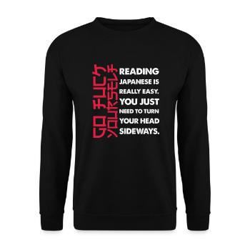Lecture japonaise - Sweat-shirt Unisexe - noir - Devant - Alina (178cm) & Michal (187cm)