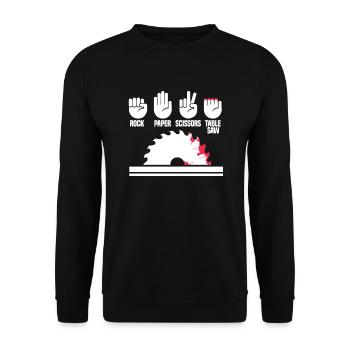 Tischler Schreiner Zimmermann Holz Handwerker - Unisex Pullover - Schwarz - Vorne - Alina (178cm) & Michal (187cm)