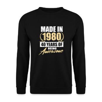 1980 40th birthday 40 years bday gift - Unisex Sweatshirt - black - Front - Alina (178cm) & Michal (187cm)