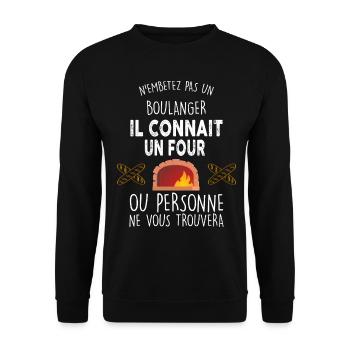 Boulangerie, idée cadeau humour métier boulanger - Sweat-shirt Unisexe - noir - Devant - Alina (178cm) & Michal (187cm)