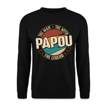Fathers Day Papou the Man the Myth the Legend - Sweat-shirt Unisexe - noir - Devant - Alina (178cm) & Michal (187cm)