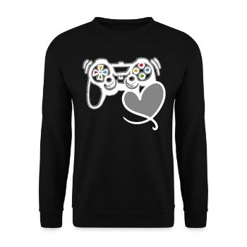 Spielkonsole Gamer Valentinstag Geschenk - Unisex Pullover - Schwarz - Vorne - Alina (178cm) & Michal (187cm)