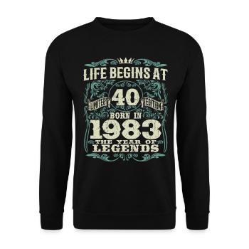 40 years - born the year of legends 1983 - Unisex Sweatshirt - black - Front - Alina (178cm) & Michal (187cm)