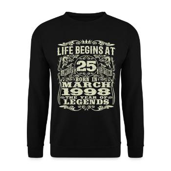 March 1998 - 25 years old - 25th birthday - Unisex Sweatshirt - black - Front - Alina (178cm) & Michal (187cm)