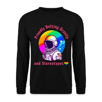 Gay Pride - défiant fièrement la gravité et les stéréotypes - Sweat-shirt Unisexe - noir - Devant - Alina (178cm) & Michal (187cm)