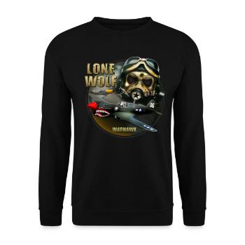 P40 Warhawk Einsamer Wolf - Unisex Pullover - Schwarz - Vorne - Alina (178cm) & Michal (187cm)