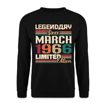 March 1966 Vintage Born Vintage Birthday - Unisex Sweatshirt - black - Front - Alina (178cm) & Michal (187cm)