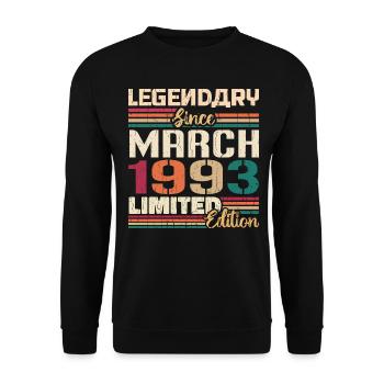 Mars 1993 Vintage Born Vintage Anniversaire - Sweat-shirt Unisexe - noir - Devant - Alina (178cm) & Michal (187cm)