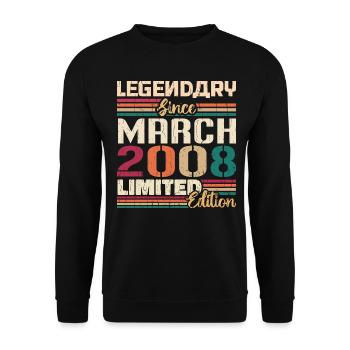 March 2008 Vintage Born Vintage Birthday - Unisex Sweatshirt - black - Front - Alina (178cm) & Michal (187cm)