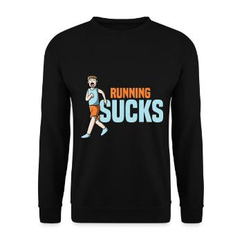 Joggen Jogger Rennen Wettrennen Marathon Laufen - Unisex Pullover - Schwarz - Vorne - Alina (178cm) & Michal (187cm)