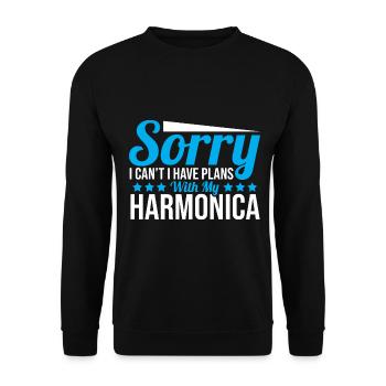 Playing Harmonica Gift - Unisex Sweatshirt - black - Front - Alina (178cm) & Michal (187cm)