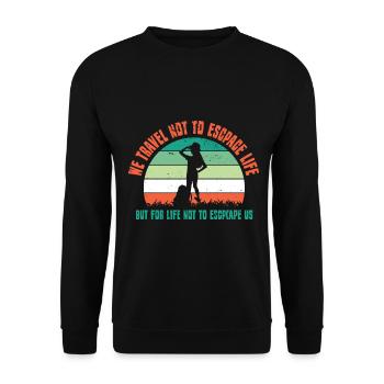 Wandern Wanderung Berg Spazieren Wanderschuhe - Unisex Pullover - Schwarz - Vorne - Alina (178cm) & Michal (187cm)