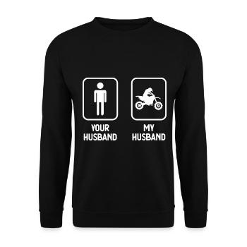 Votre mari Mon mari - Moto - - Sweat-shirt Unisexe - noir - Devant - Alina (178cm) & Michal (187cm)