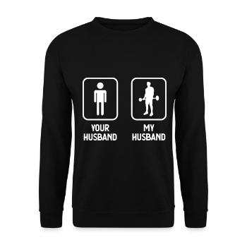 Votre mari mon mari - Fitness - - Sweat-shirt Unisexe - noir - Devant - Alina (178cm) & Michal (187cm)
