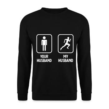 Votre mari Mon mari - courir - - Sweat-shirt Unisexe - noir - Devant - Alina (178cm) & Michal (187cm)