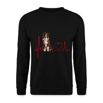 Heartbeat Gift for Dogs - Unisex Sweatshirt - black - Front - Alina (178cm) & Michal (187cm)