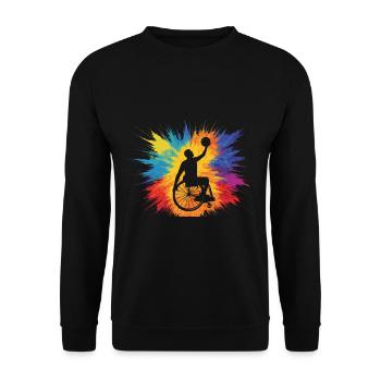 Cadeau de basketball en fauteuil roulant - Sweat-shirt Unisexe - noir - Devant - Alina (178cm) & Michal (187cm)