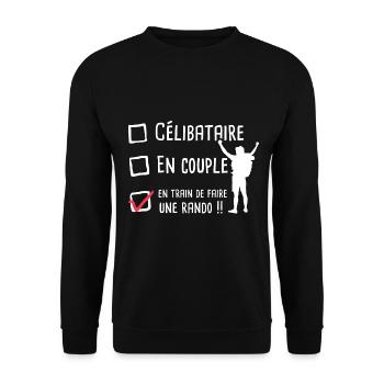 Rando randonnée passion marche humour célibataire - Sweat-shirt Unisexe - noir - Devant - Alina (178cm) & Michal (187cm)
