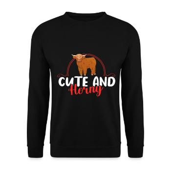 Scottish Highland Cattle Cow - Unisex Pullover - Schwarz - Vorne - Alina (178cm) & Michal (187cm)