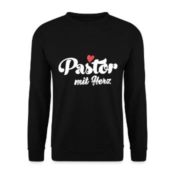 Pastor mit Herz Pastorin evangelische Gemeinde - Unisex Pullover - Schwarz - Vorne - Alina (178cm) & Michal (187cm)